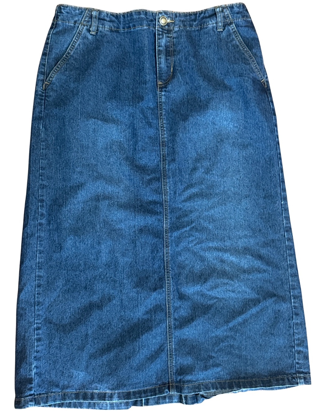 Cato Blue Denim Midi Skirt with Front Seam